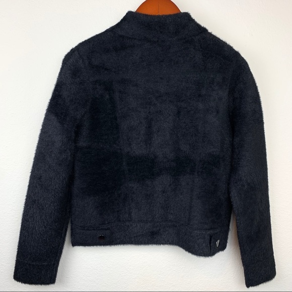 Tahari Wool Fuzzy Teddy Soft Moto Jacket Blazer Soft - Picture 5 of 8